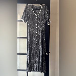 VTG 90’s Floral Charcoal & White MIDI Dress